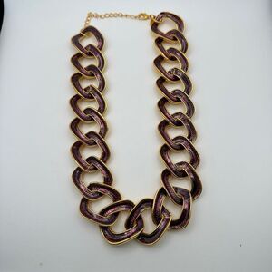 Kenneth Jay Lane NEW Purple Enamel Oversized Chunky Chain Statement Necklace